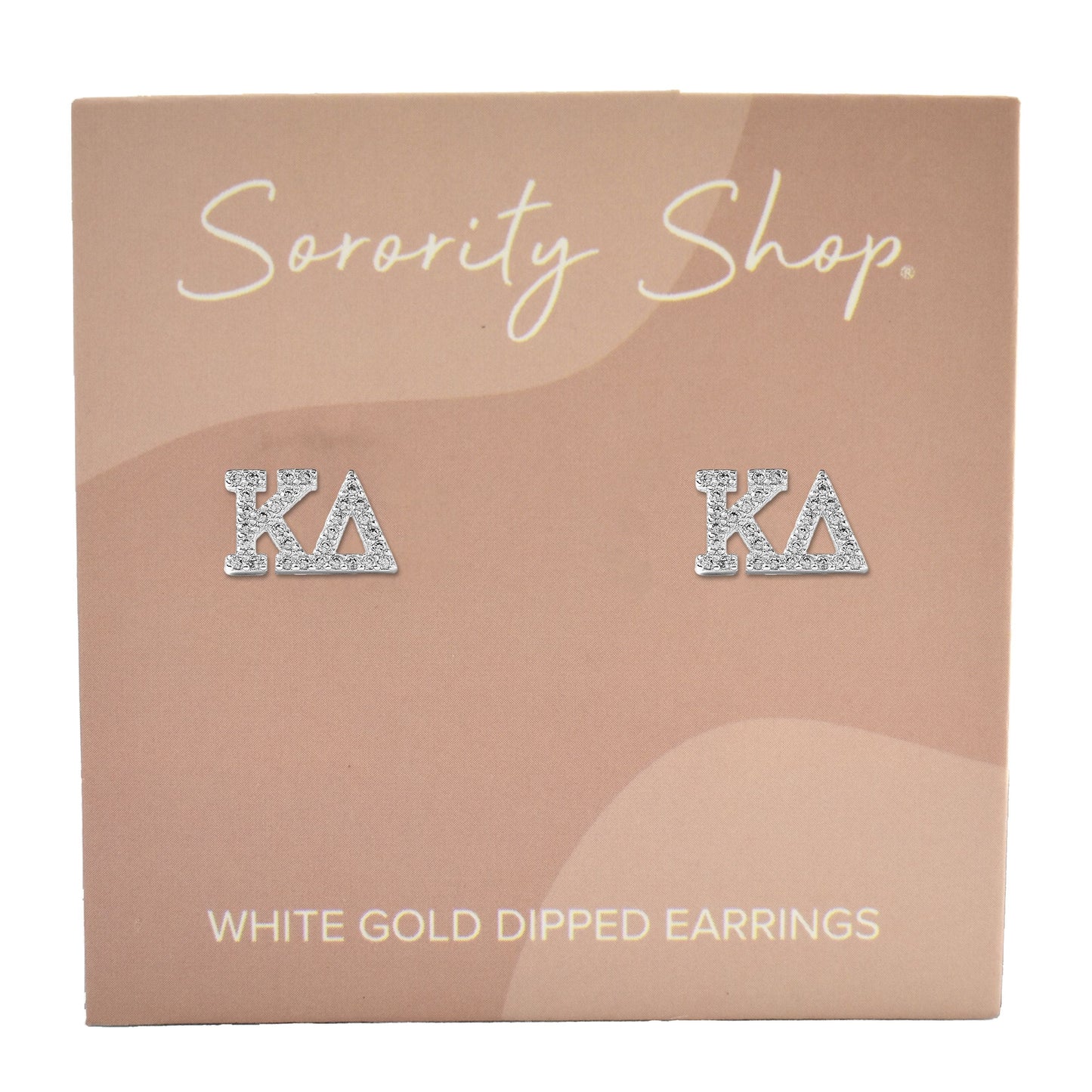 Kappa Delta White Gold Plated Stud Earrings