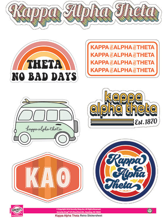 Kappa Alpha Theta <br> Retro Sticker Sheet