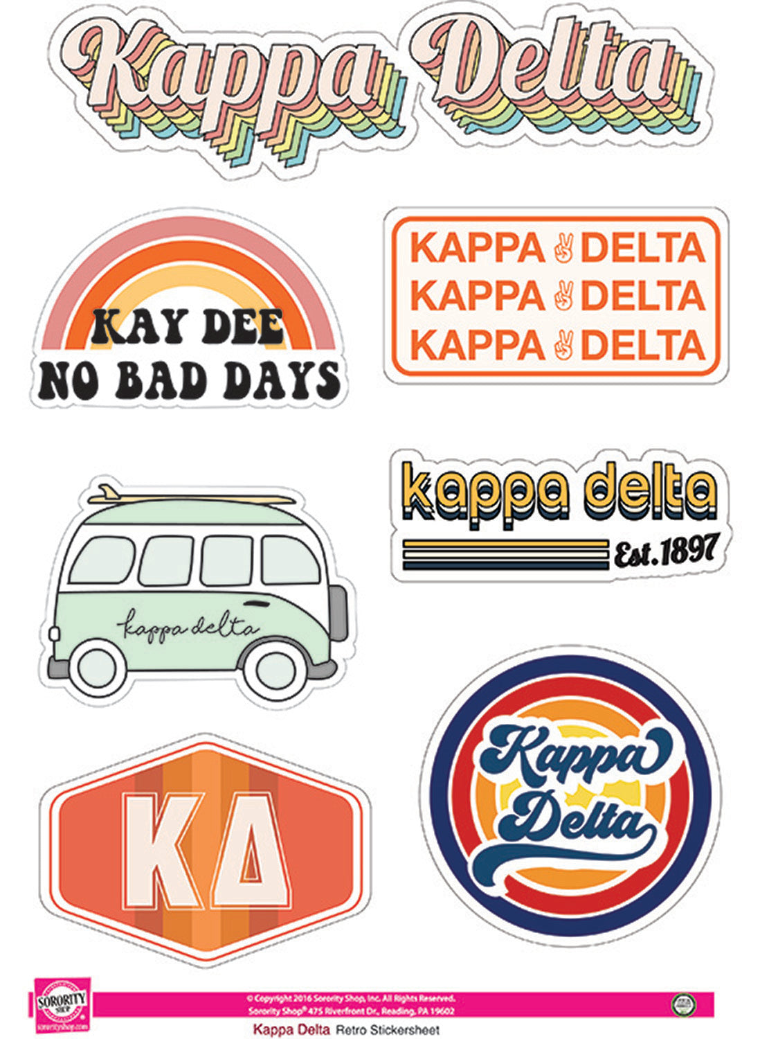 Kappa Delta <br> Retro Sticker Sheet