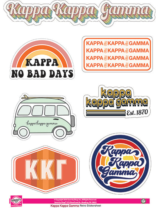 Kappa Kappa Gamma <br> Retro Sticker Sheet