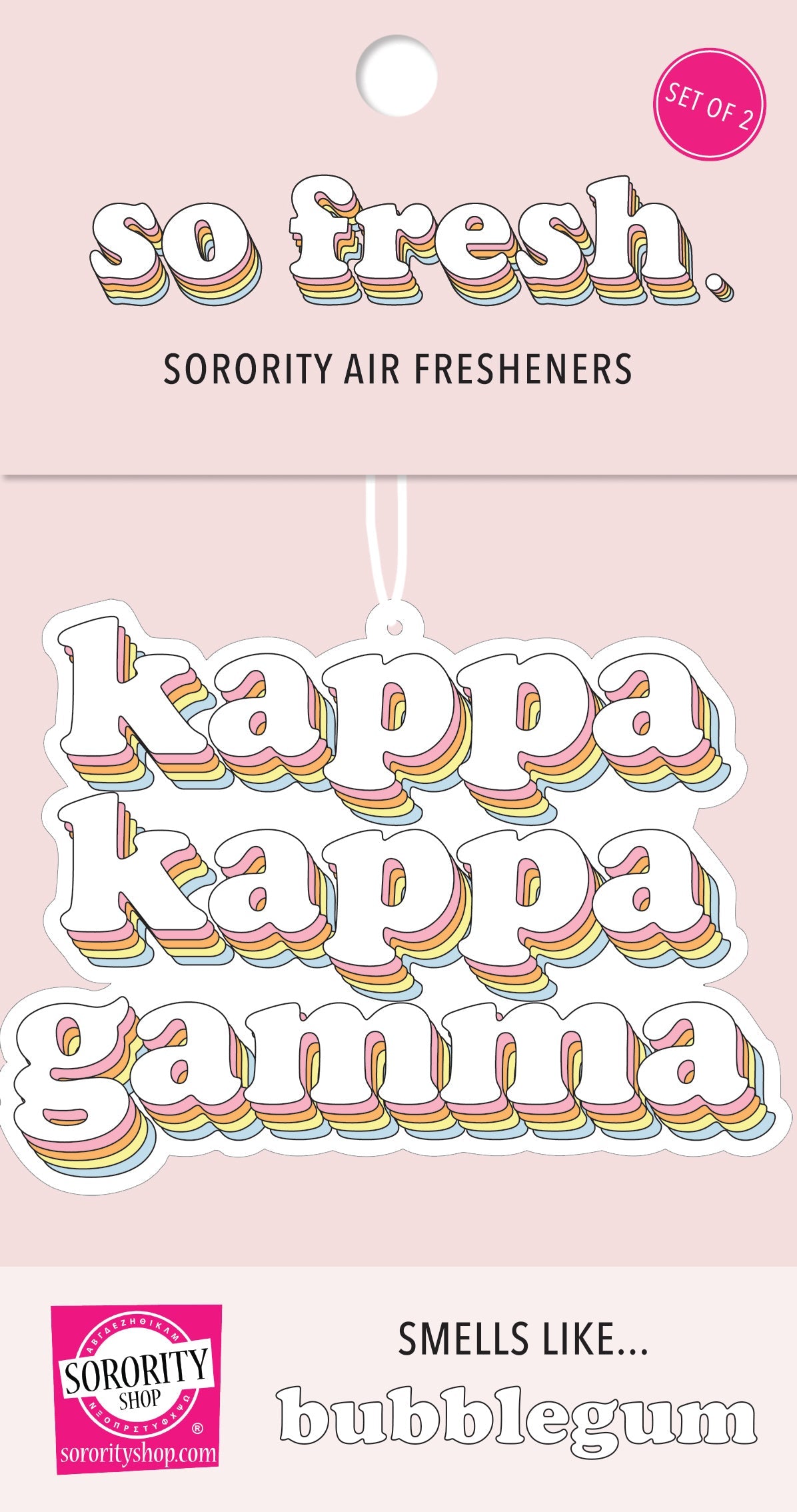 Kappa Kappa Gamma - Retro Air Freshener - Bubblegum Scented