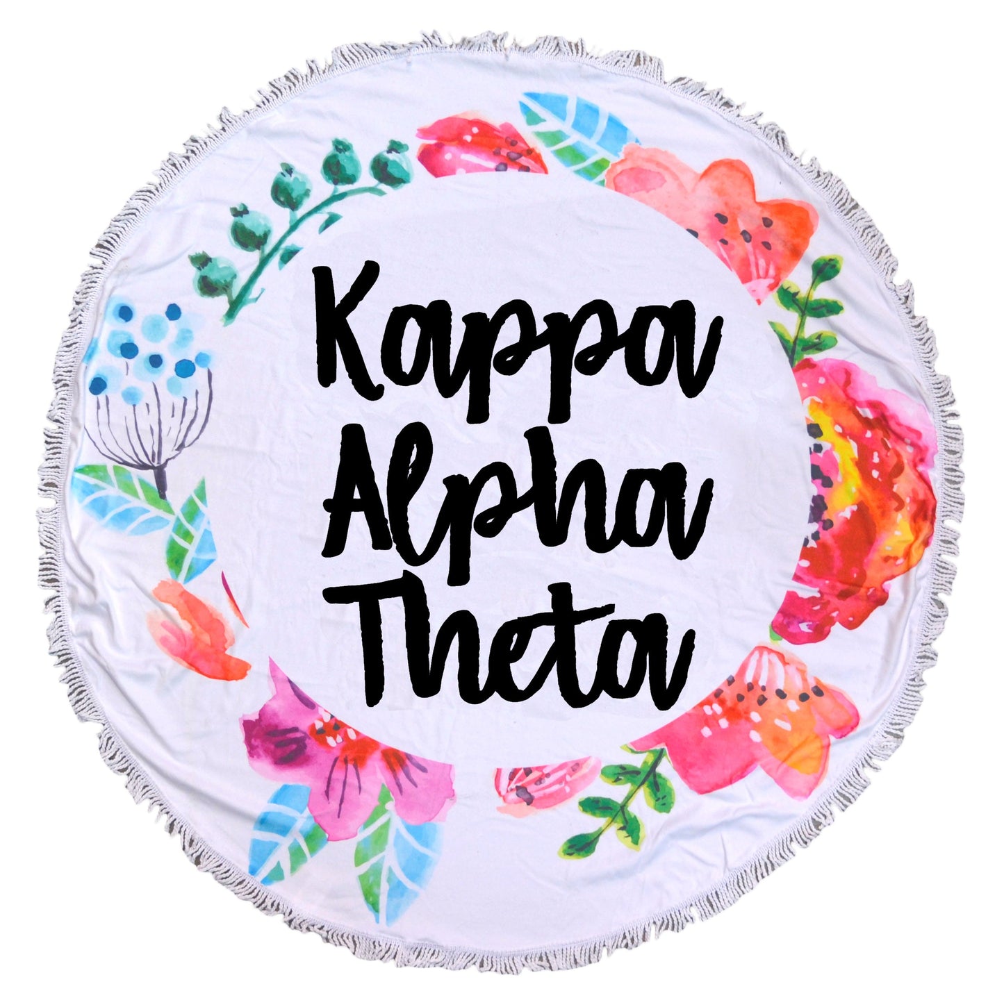 Kappa Alpha Theta Floral Fringe Towel Blanket