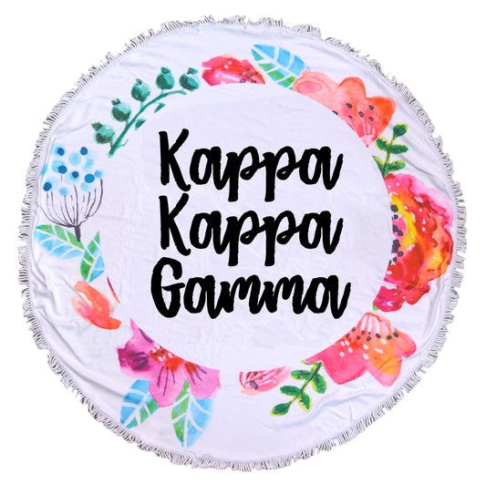 Kappa Kappa Gamma Floral Fringe Towel Blanket