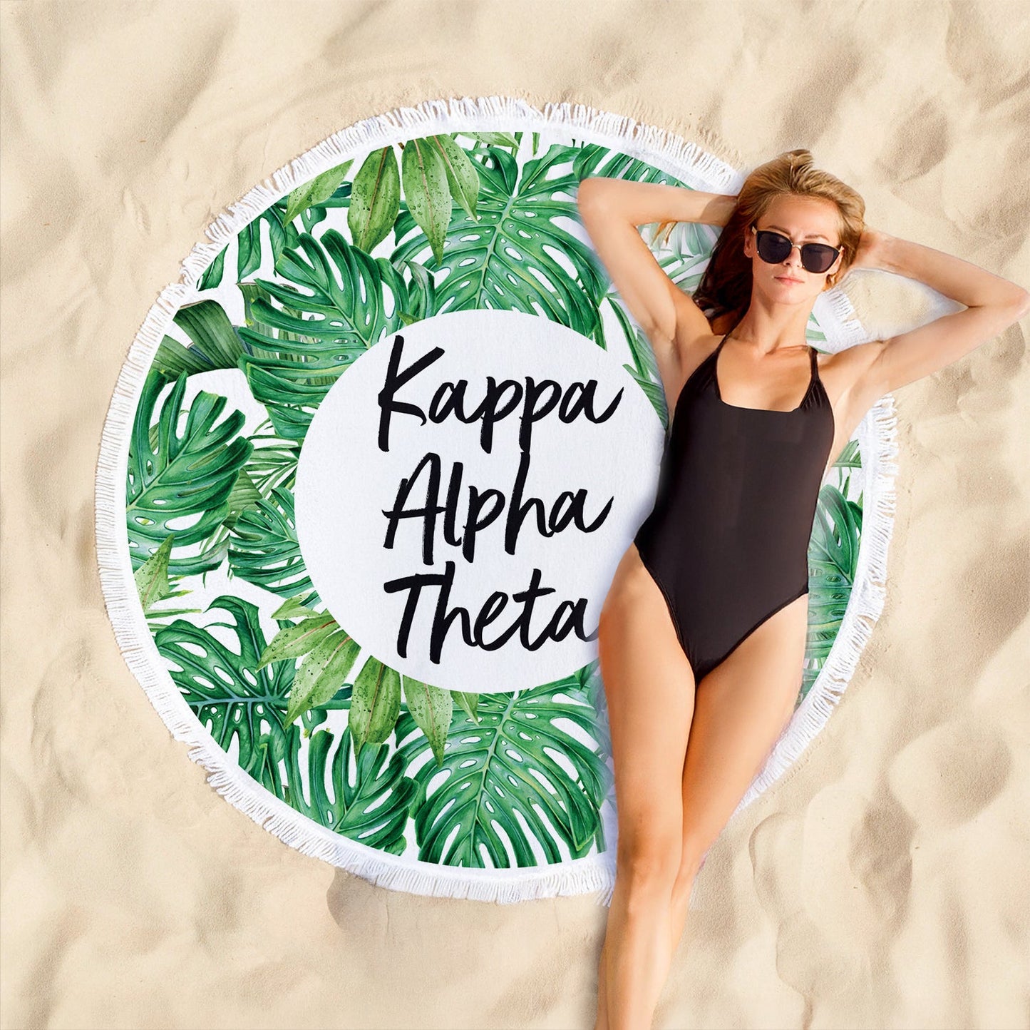 Kappa Alpha Theta Palm Leaf Fringe Towel Blanket