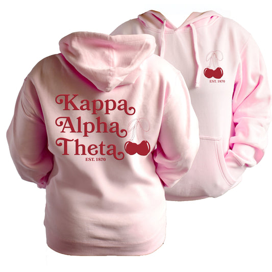 Kappa Alpha Theta Hooded Sweatshirt with Cherries and Sorority Name