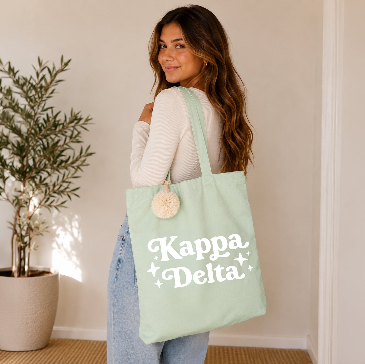 Kappa Delta Retro Pom Pom Tote Bag