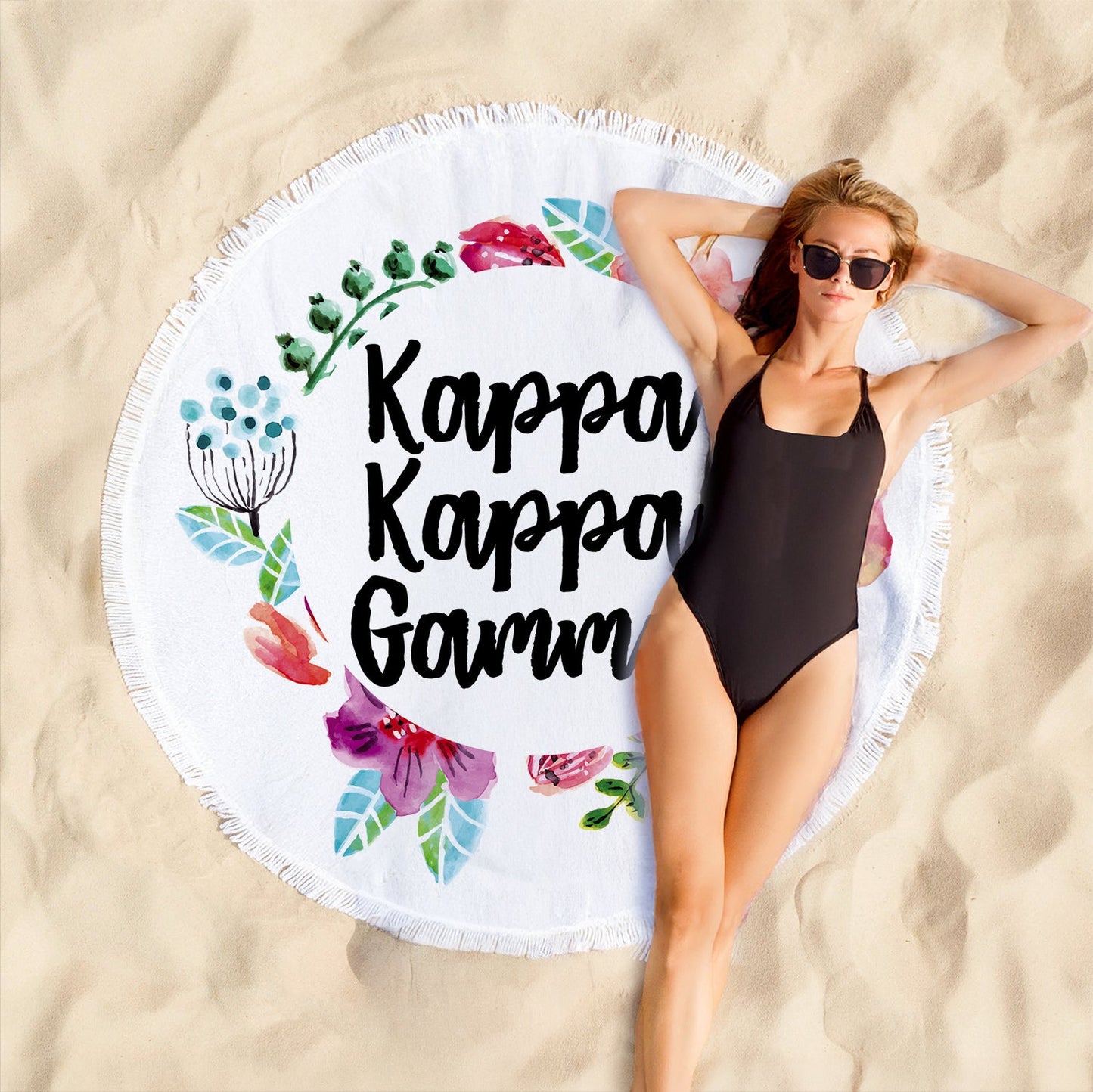 Kappa Kappa Gamma Floral Fringe Towel Blanket