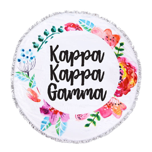 Kappa Kappa Gamma Floral Fringe Towel Blanket