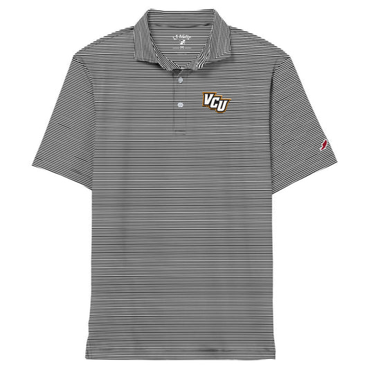 VCU Black and White Striped Polo