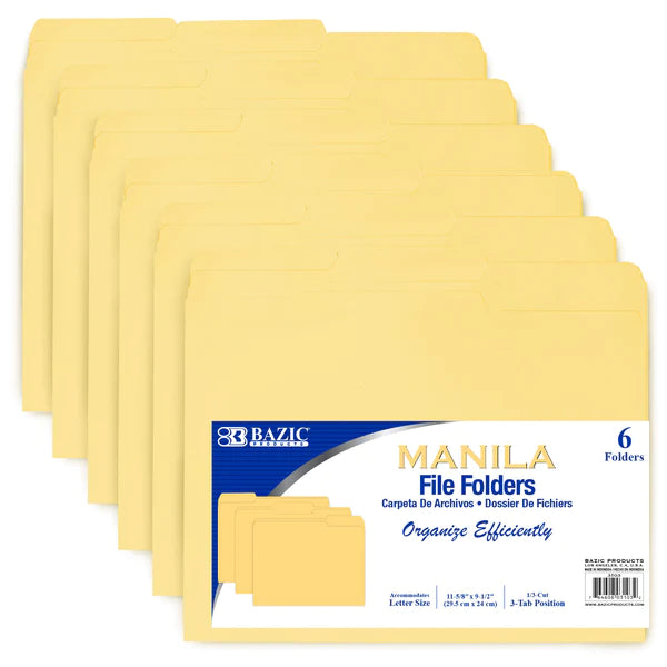 1/3 Cut Letter Size Manila File Folder (6/Pack)