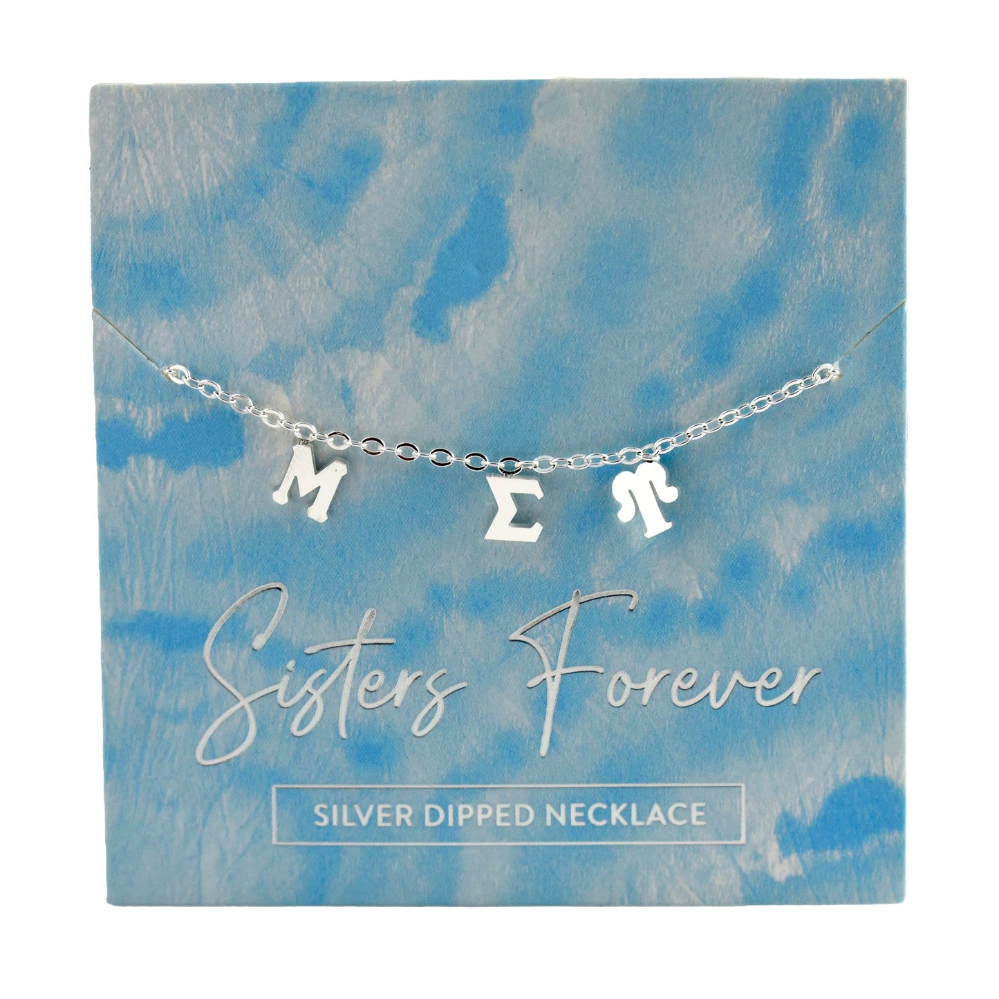 Mu Sigma Upsilon Silver Greek Letters Necklace