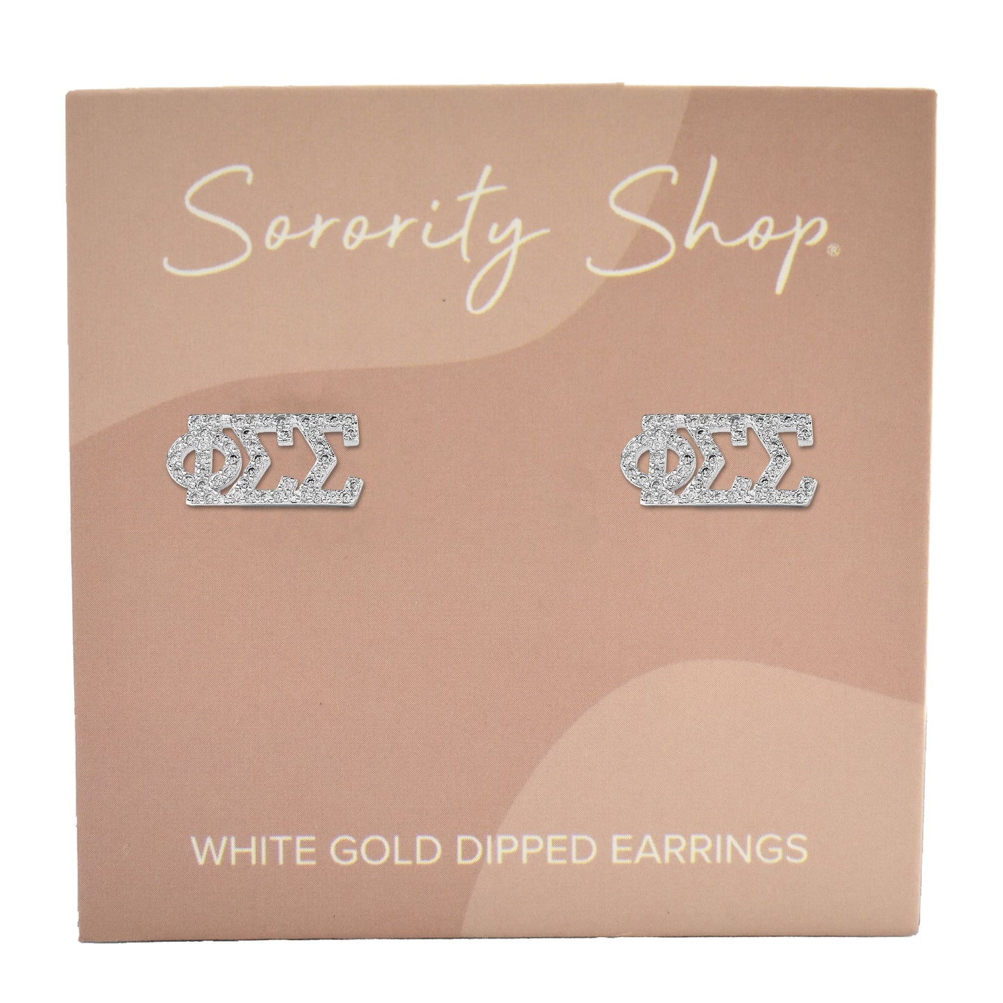 Phi Sigma Sigma White Gold Plated Stud Earrings