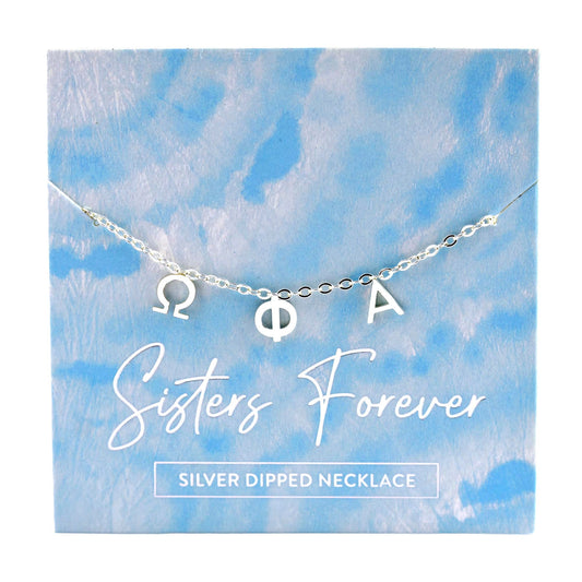 Omega Phi Alpha Silver Greek Letters Necklace