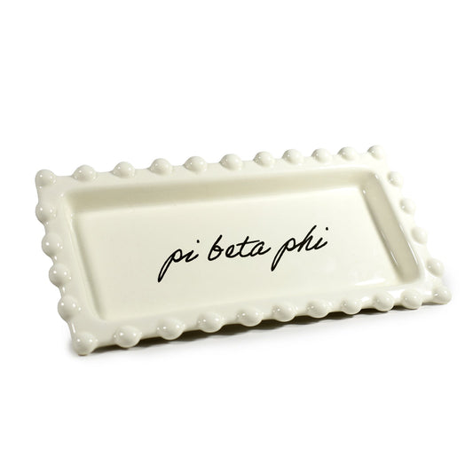 Pi Beta Phi Jewelry Dish - Rectangular Cursive Script Sorority Name