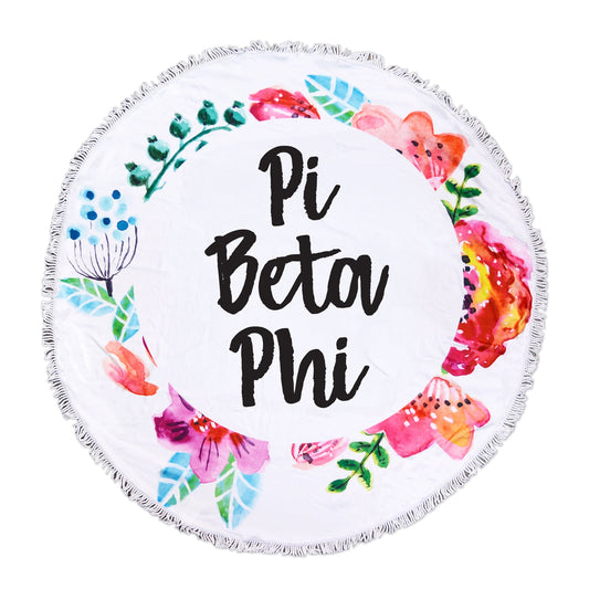 Pi Beta Phi Floral Fringe Towel Blanket