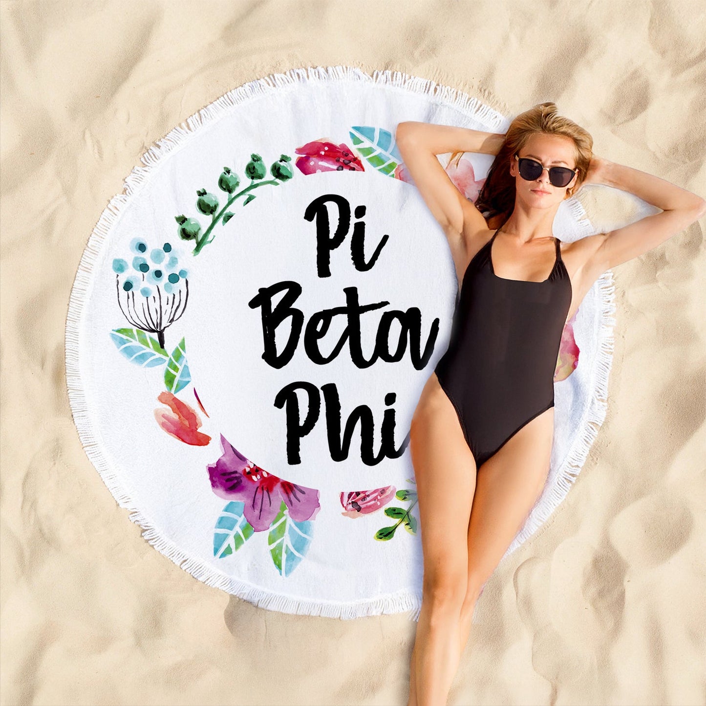 Pi Beta Phi Floral Fringe Towel Blanket