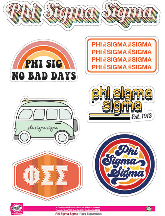 Phi Sigma Sigma <br> Retro Sticker Sheet