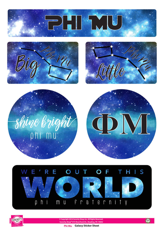 Phi Mu Galaxy Stickers - Virginia Book Company