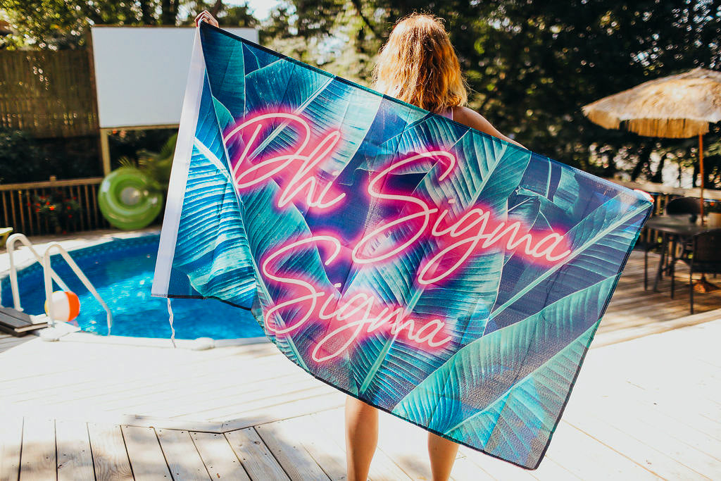 Phi Sigma Sigma Neon Palm Flag