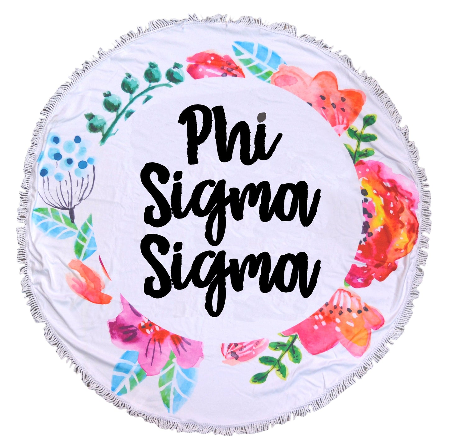 Phi Sigma Sigma Floral Fringe Towel Blanket