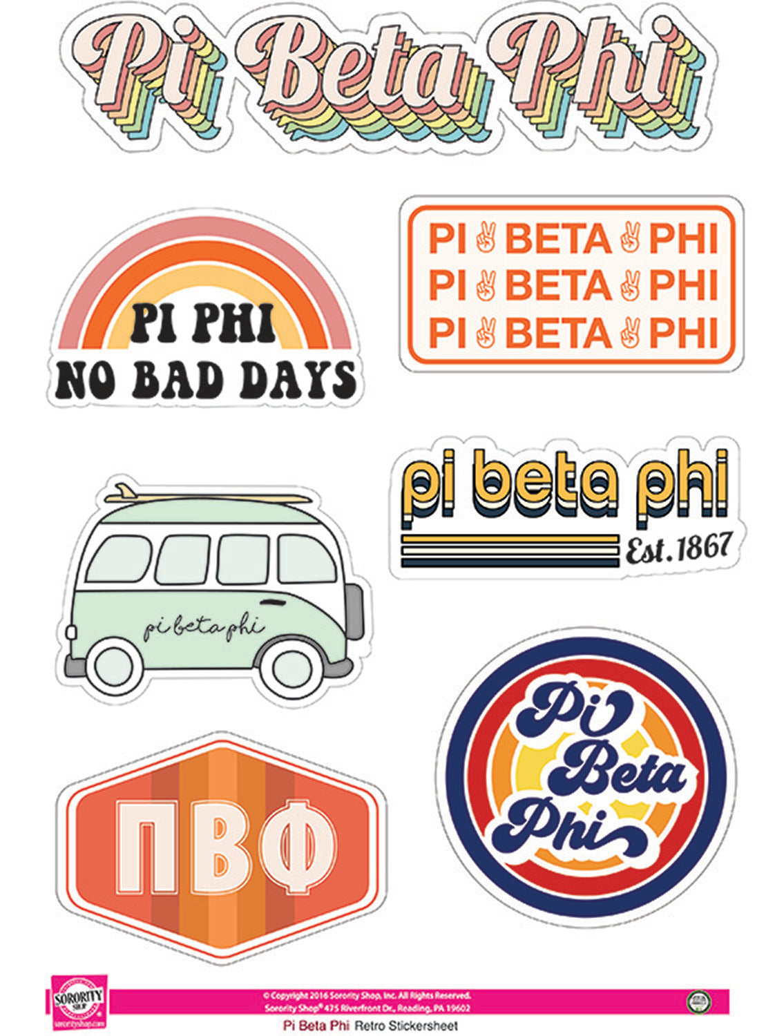 Pi Beta Phi <br> Retro Sticker Sheet