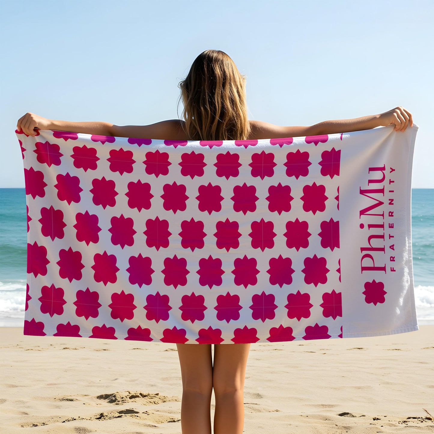 Phi Mu Beach Towel- Lightweight Brand Design