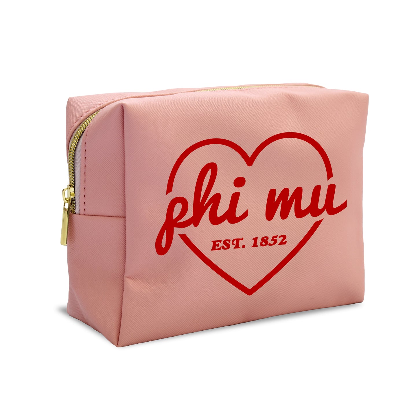 Phi Mu Pink w/Red Heart Makeup Bag