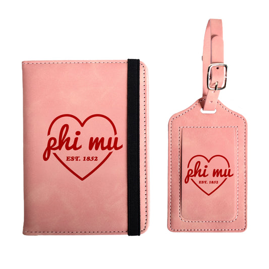 Phi Mu Passport Holder & Luggage Tag Travel Gift Set