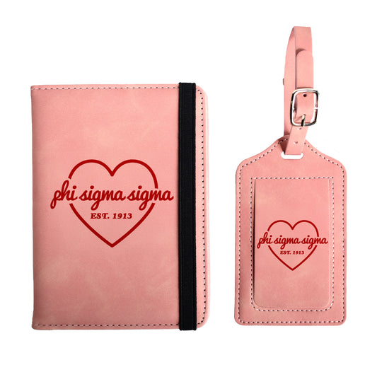 Phi Sigma Sigma Passport Holder & Luggage Tag Travel Gift Set