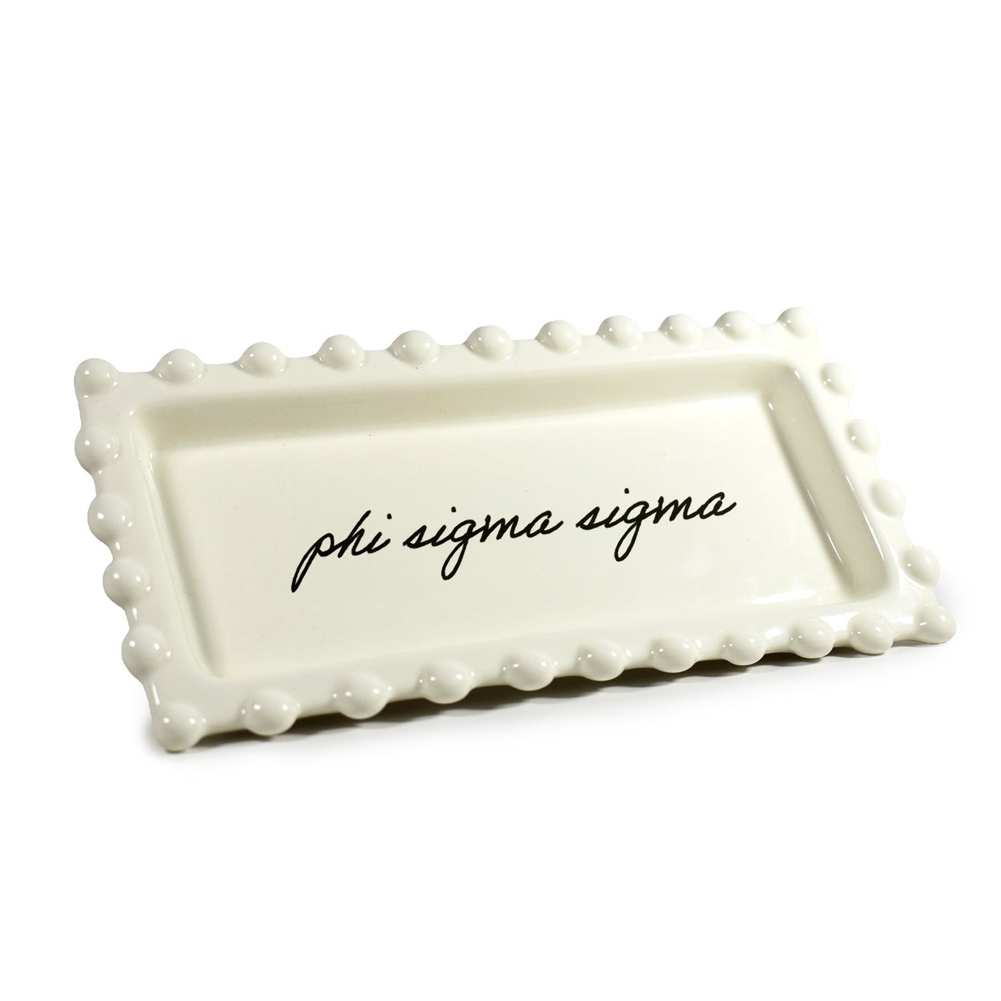 Phi Sigma Sigma Jewelry Dish - Rectangular Cursive Script Sorority Name