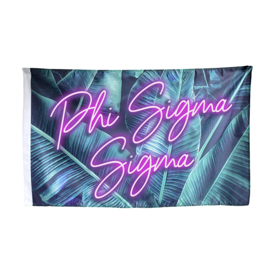 Phi Sigma Sigma Neon Palm Flag