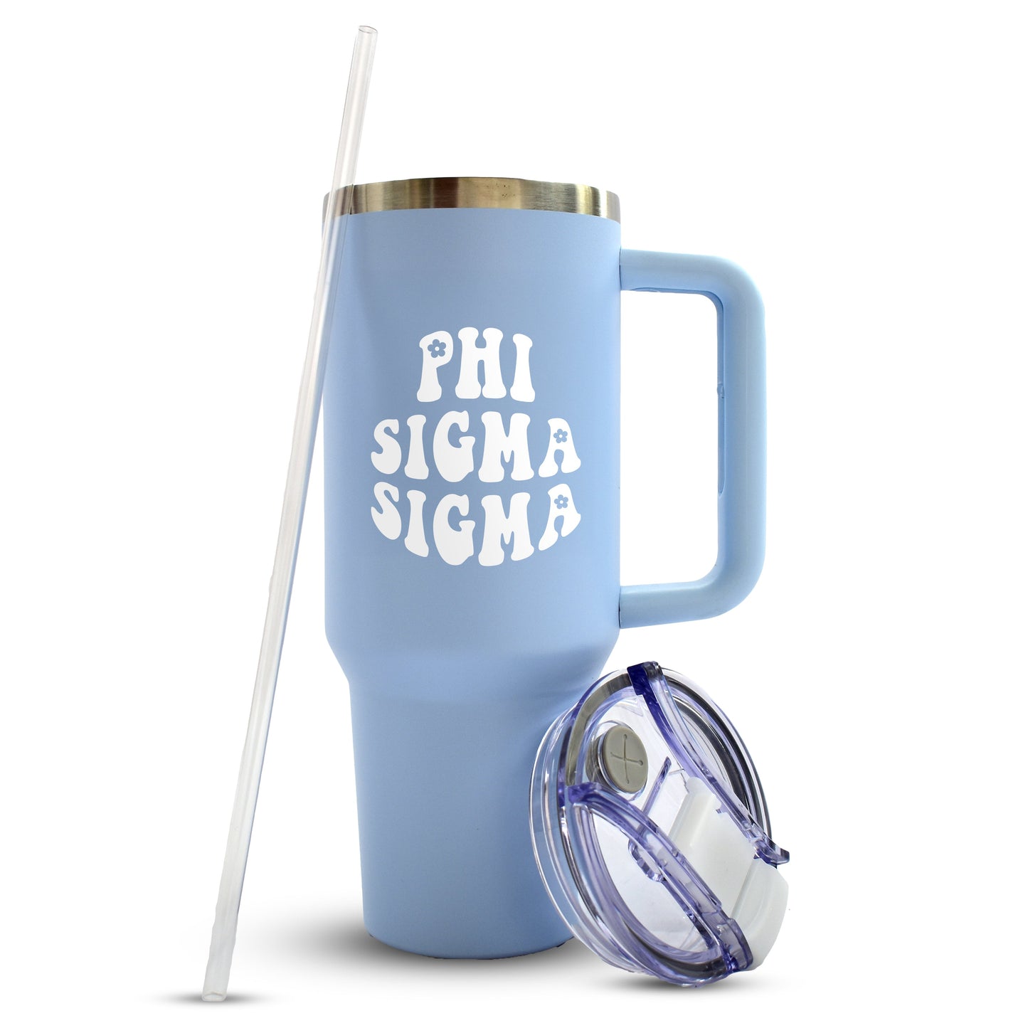 Phi Sigma Sigma Tumbler - 40oz Stainless Steel with Handle
