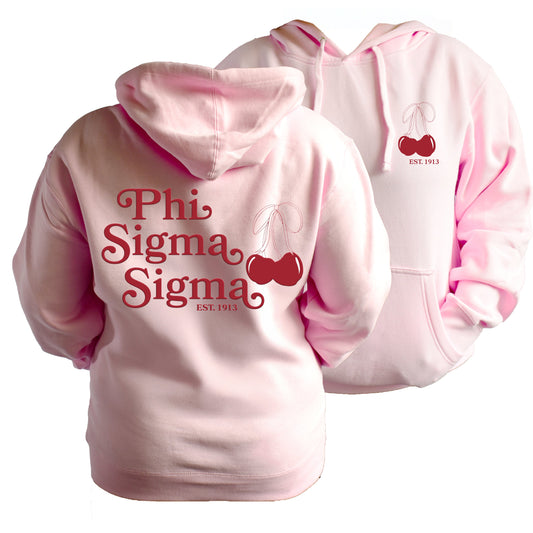 Phi Sigma Sigma Hooded Sweatshirt with Cherries and Sorority Name