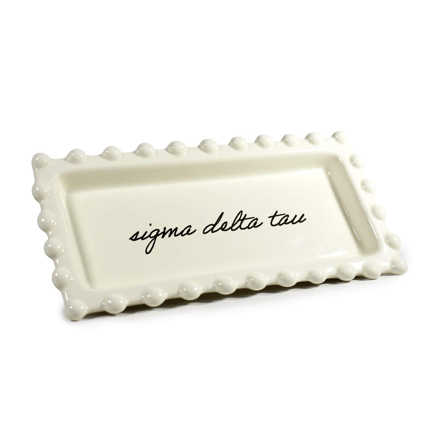 Sigma Delta Tau Jewelry Dish - Rectangular Cursive Script Sorority Name