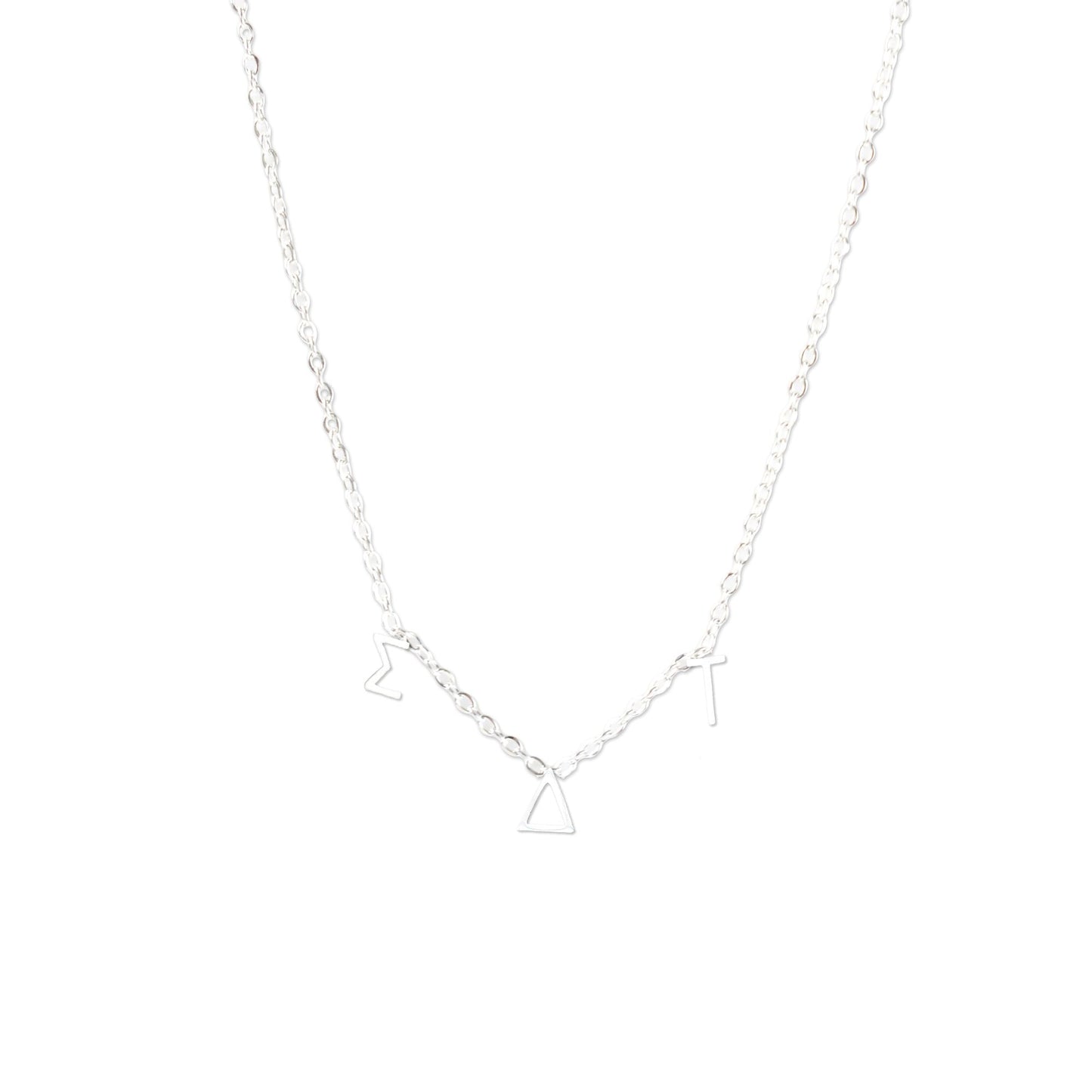 Sigma Delta Tau Silver Greek Letters Necklace