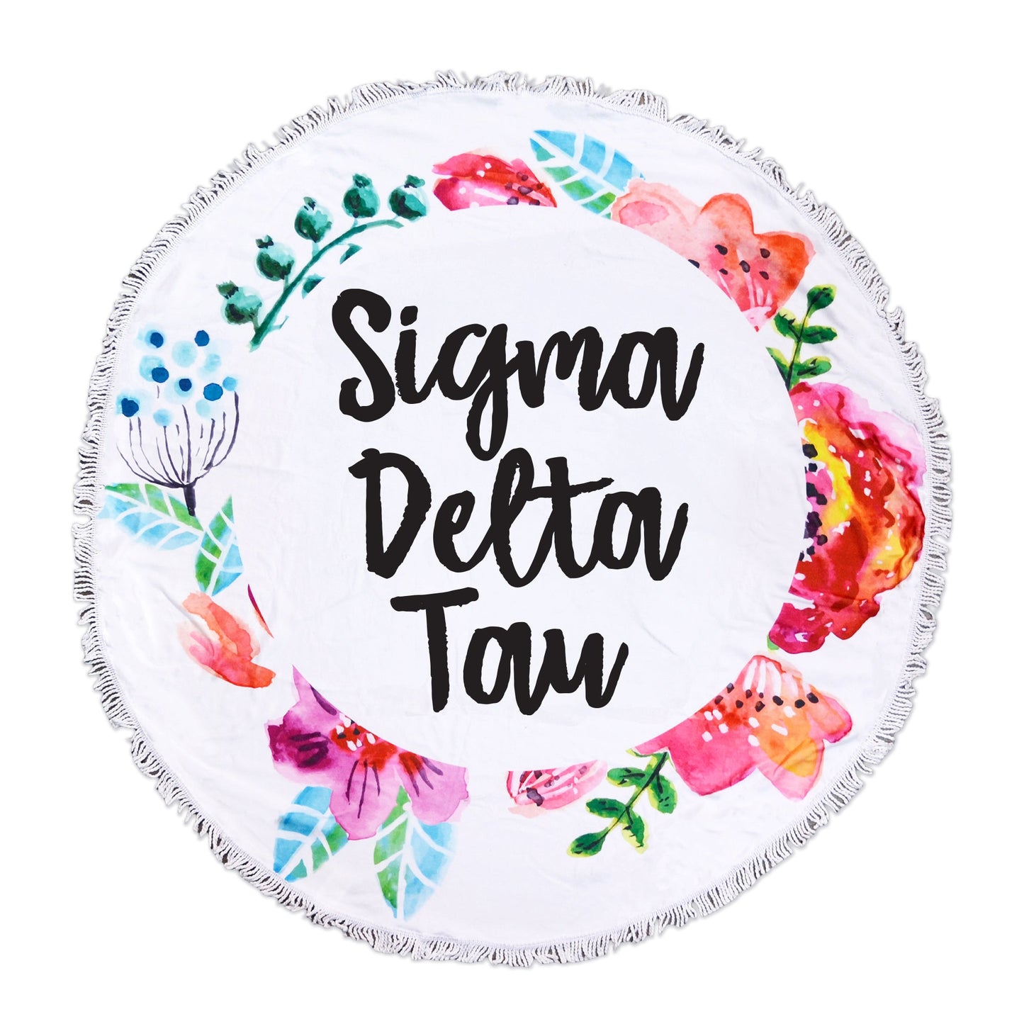 Sigma Delta Tau Floral Fringe Towel Blanket