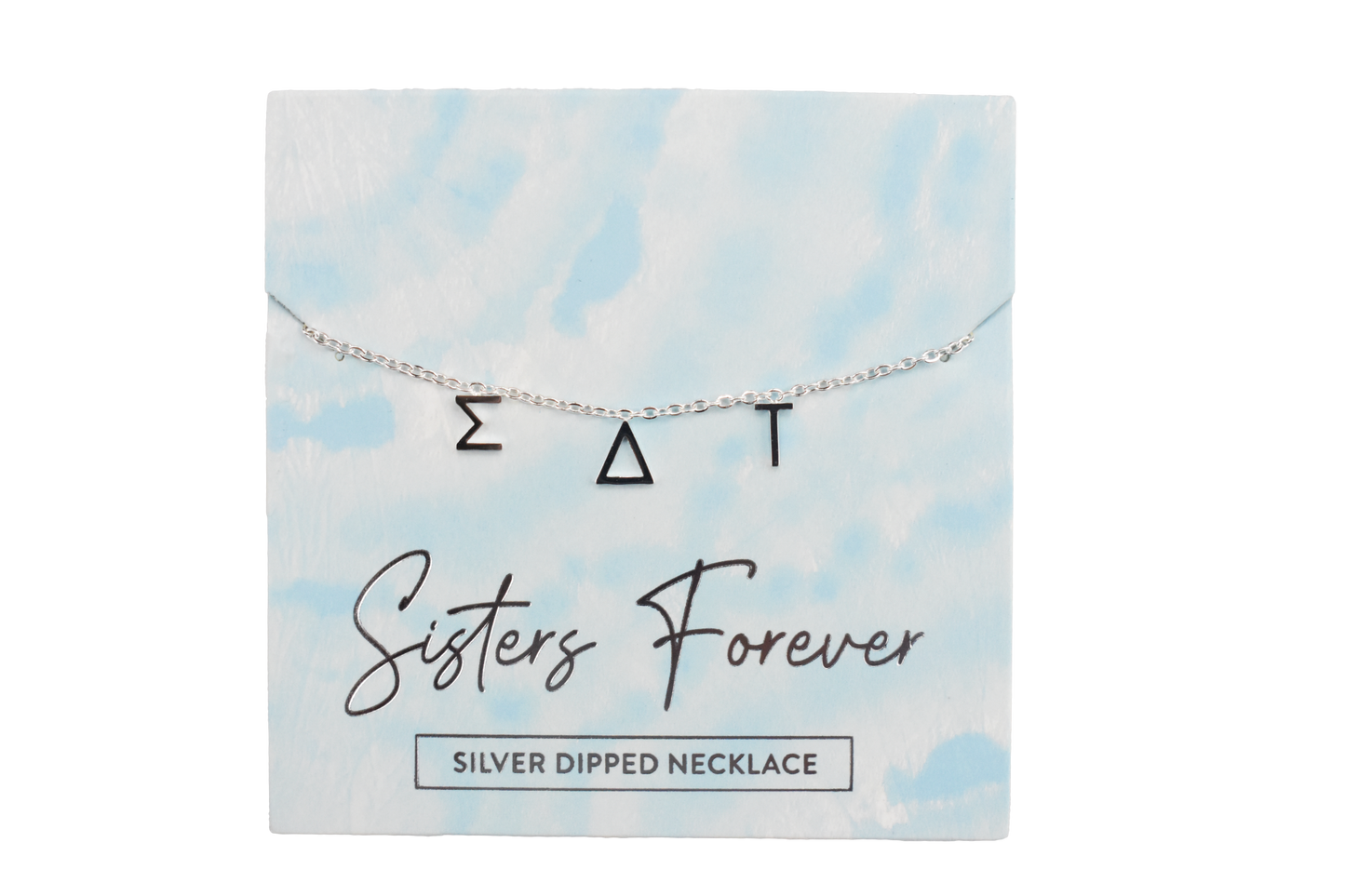 Sigma Delta Tau Silver Greek Letters Necklace