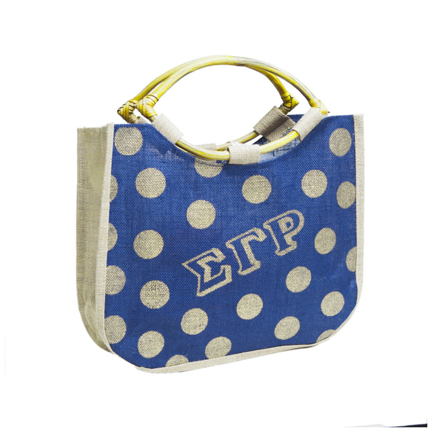 Sigma Gamma Rho Polka Dot Jute Bag