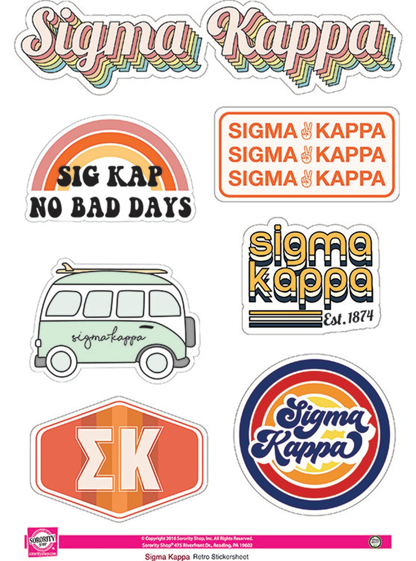 Sigma Kappa <br> Retro Sticker Sheet