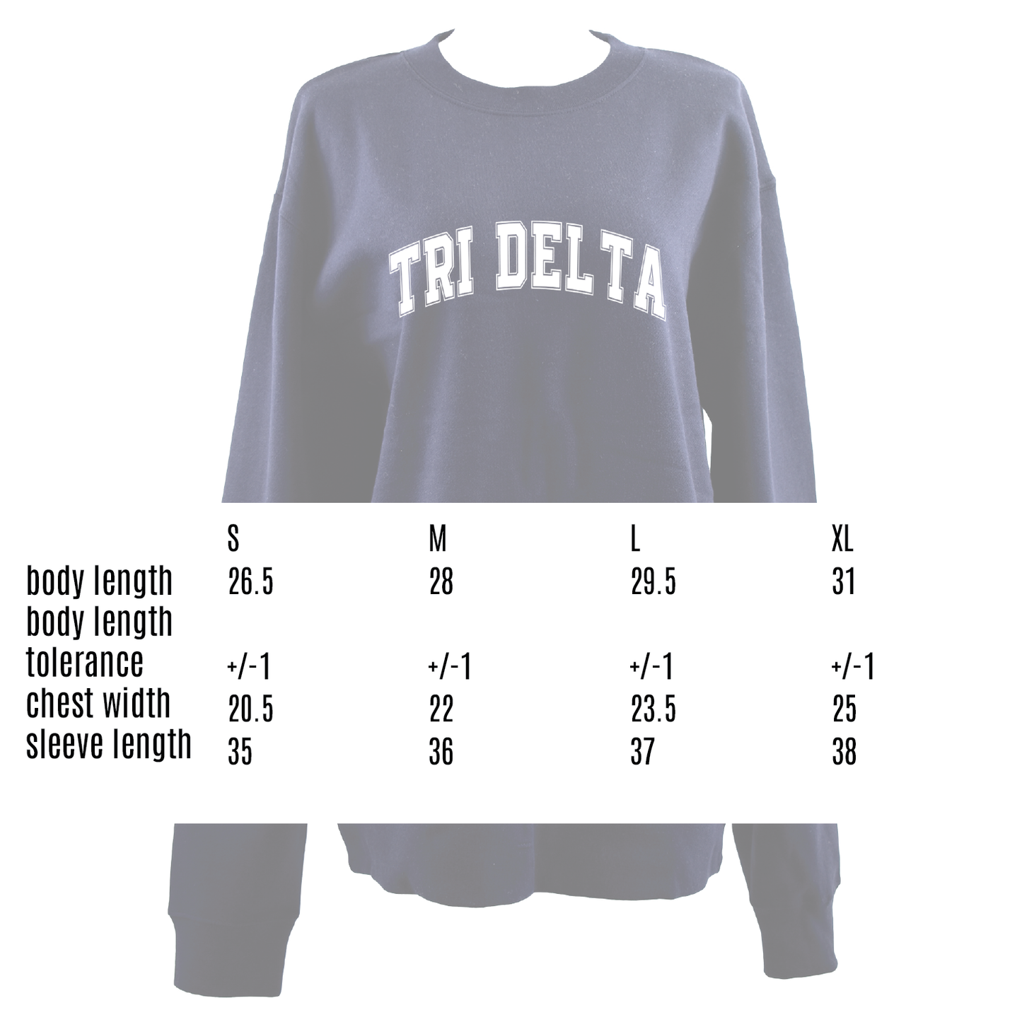 Alpha Delta Pi Sweatshirt- Crewneck Varsity Letters Design
