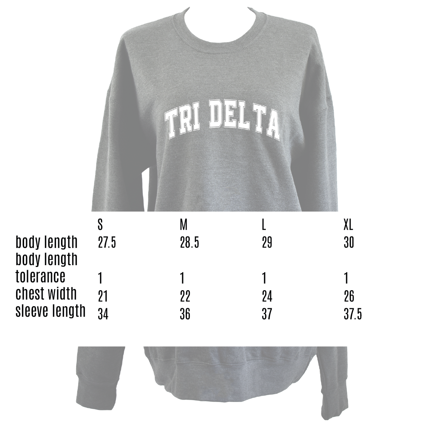 Alpha Delta Pi Sweatshirt- Crewneck Varsity Letters Design