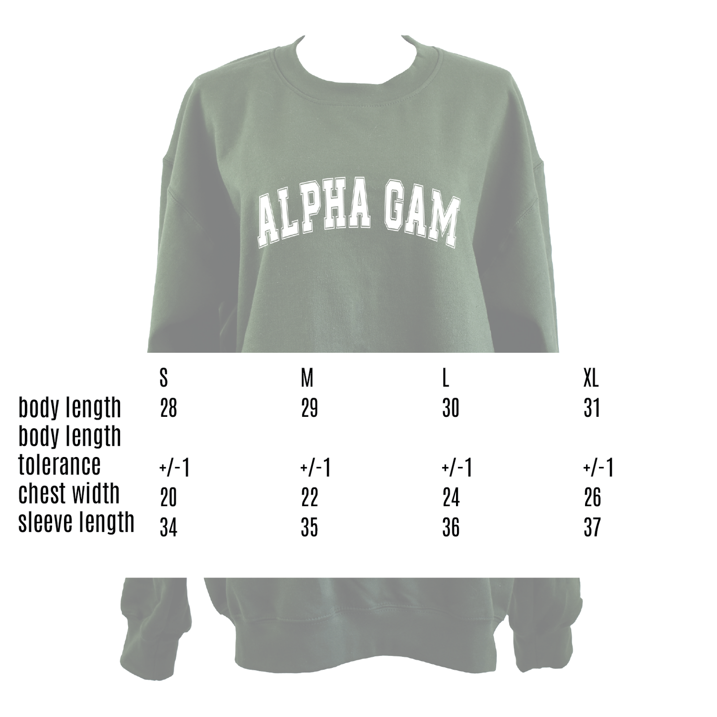 Alpha Chi Omega Sweatshirt- Crewneck Varsity Letters Design