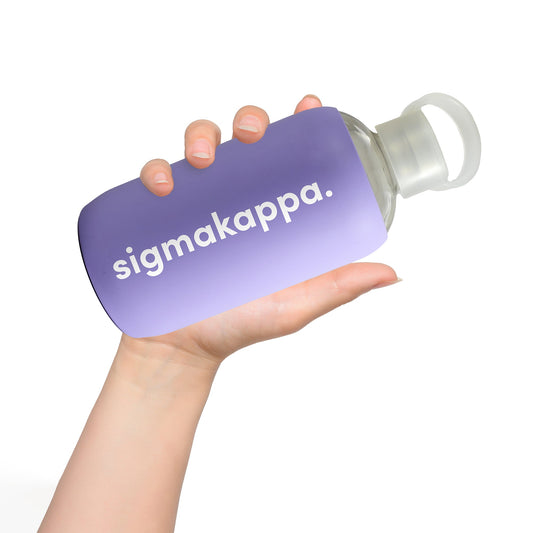 Sigma Kappa Glass Water Bottle with Silicone Sleeve