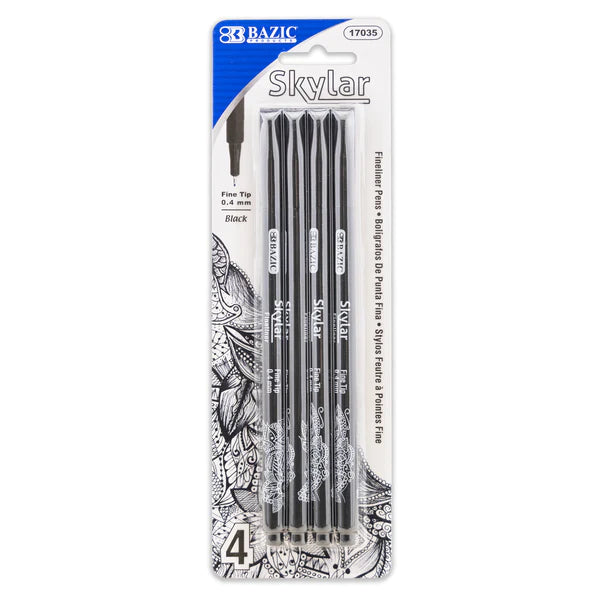 Skylar 0.4 mm Black Fineliner Pen (4/Pack)