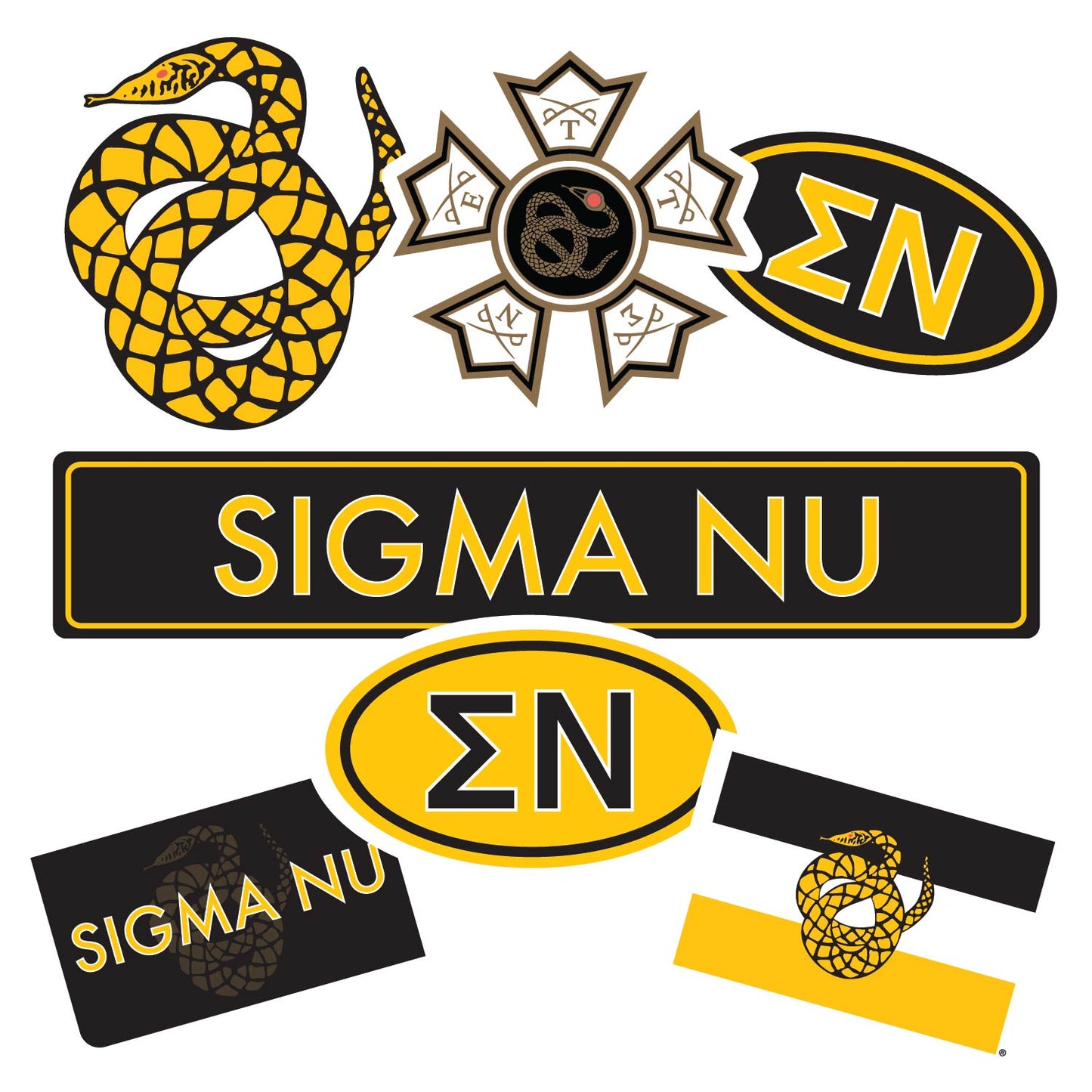 Sigma Nu Fraternity Sticker Sheet- Brand Focus