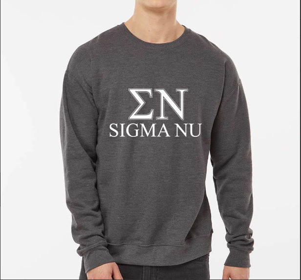 Sigma Nu Sweatshirt- Crewneck Fraternity Varsity Letters Design