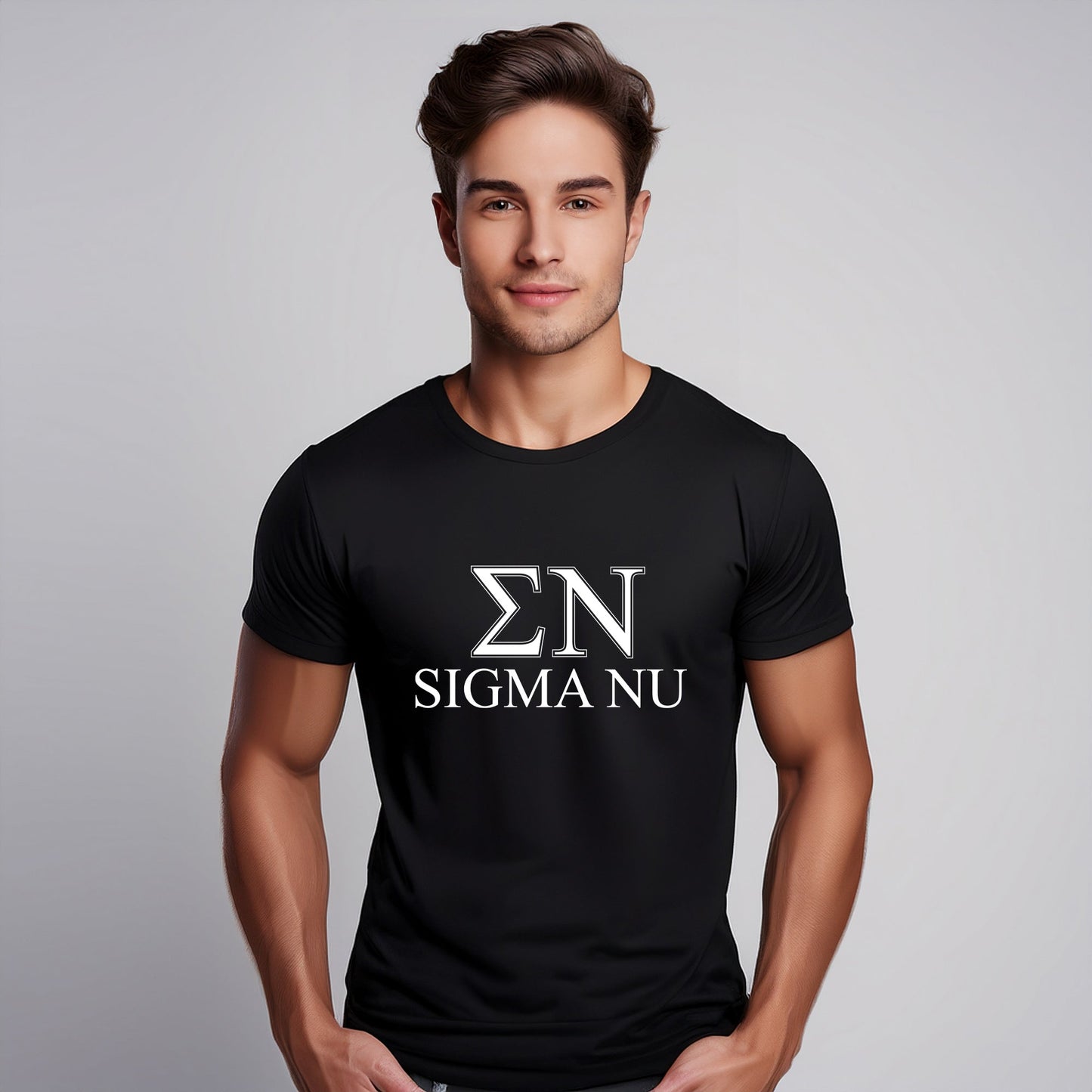 Sigma Nu Fraternity T-Shirt- Varsity Greek Letters Design