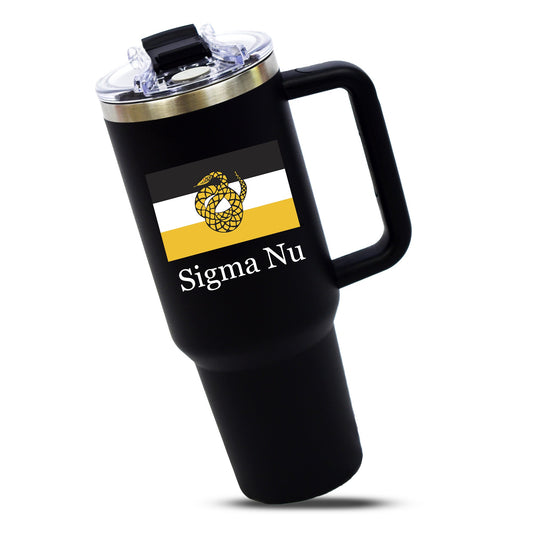 Sigma Nu Fraternity 40oz Stainless Steel Tumbler with Handle