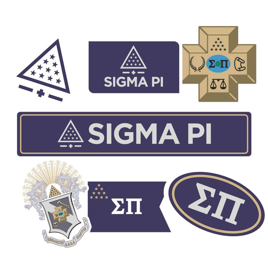 Sigma Pi Fraternity Sticker Sheet- Brand Focus