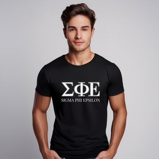 Sigma Phi Epsilon Fraternity T-Shirt- Varsity Greek Letters Design